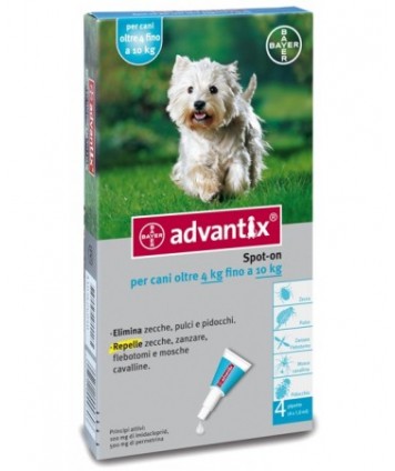 BAYER ADVANTIX SPOT ON ANTIPARASSITARIO PER CANI 4-10KG 1 PIPETTA 1ML 