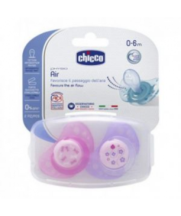 CHICCO SUCCHIETTO PHYSIO AIR CON TETTARELLA IN SILICONE GIRL 0-6 MESI 2 PEZZI