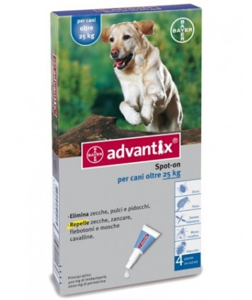 BAYER ADVANTIX SPOT ON 4 PIPETTE 4ML PER CANI 25KG