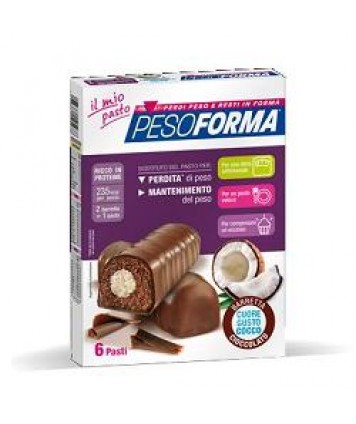 PESOFORMA BARRETTE AL CIOCCOLATO CUORE COCCO 12PZ