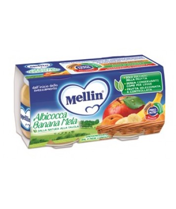 MELLIN OMOGENEIZZATO ALBICOCCA BANANA E MELA 2X100G