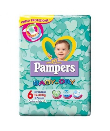 PAMPERS BABY DRY EXTRALARGE TAGLIA 6 (15/30KG) 15PZ 
