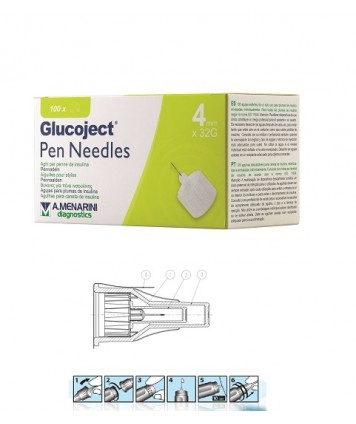 GLUCOJECT PEN NEEDLES  4MM G32