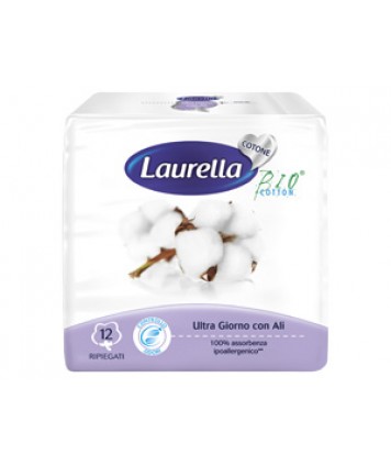 ASSORBENTE LAURELLA IN COTONE ULTRA GIORNO CON ALI 12 PEZZI