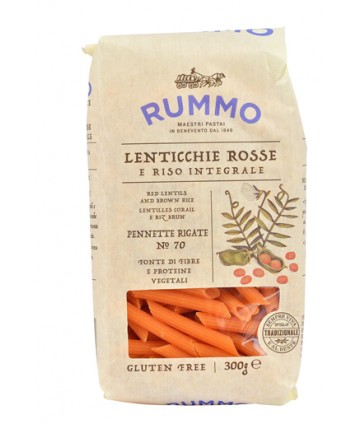 RUMMO PENNETTE RIGATE N 70 LENTICCHIE ROSSE E RISO INTEGRALE300 G