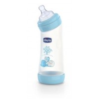 CHICCO BIBERON ANGOLATO BOY/AZZURRO IN SILICONE 250ML