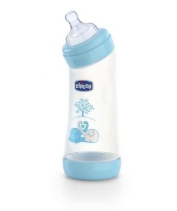 CHICCO BIBERON ANGOLATO BOY/AZZURRO IN SILICONE 250ML