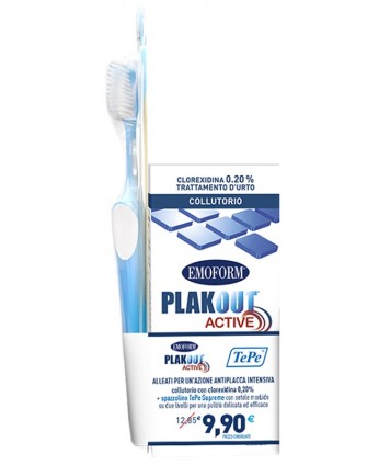 EMOFORM PLAK OUT ACTIVE COLLUTORIO CLOREXIDINA 0,20% 200 ML+ SPAZZOLINO TEPE